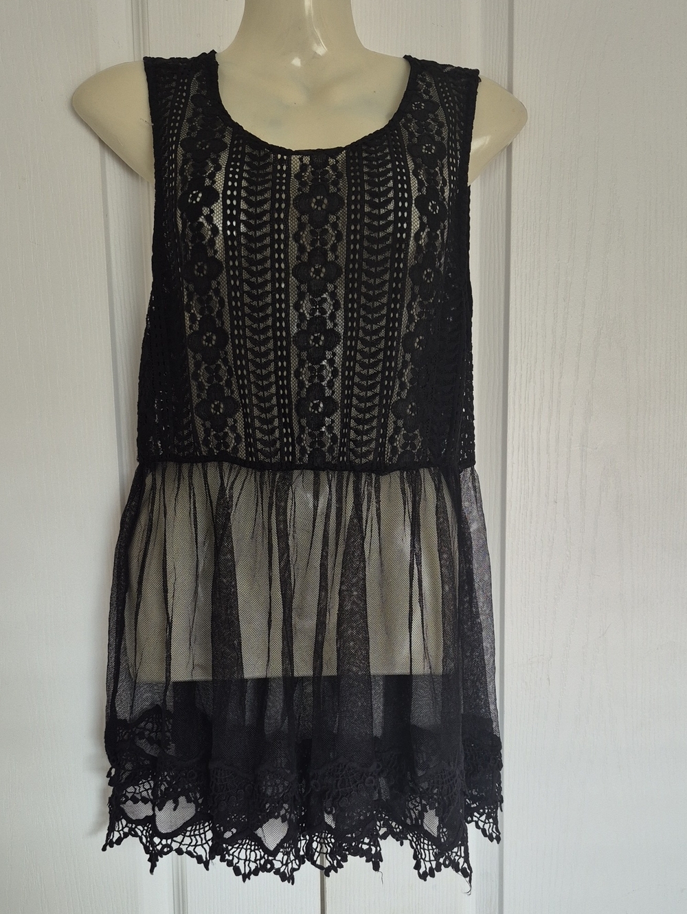 Rebellion Black Sheer Lace Overlay Party Top
